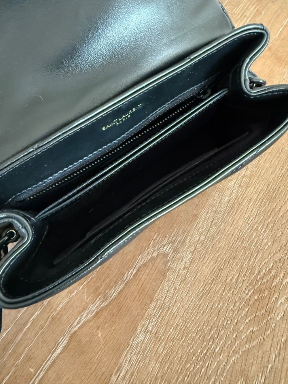 Saint Laurent Black Quilted Leather Crossbody with Tone-on-Tone YSL Logo - Picture 9 of 10